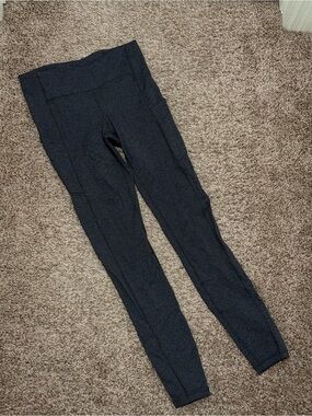 Lululemon Athletica Dark Grey Ribbed Mid-Rise Leggings